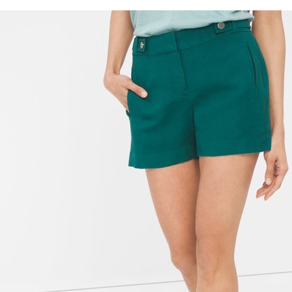 NWT WHBM Linen-Blend Shorts in Harbour, Sz 4 - Picture 4 of 8